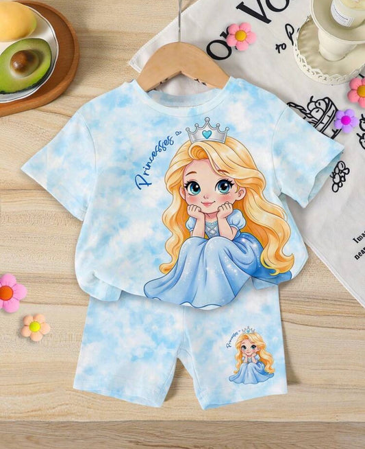 1 Set Baby Girl Casual Sweet Cartoon Print T-Shirt And Shorts
