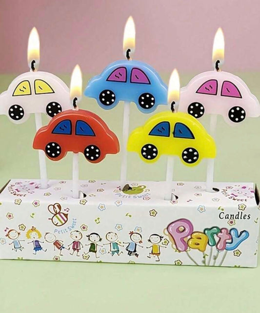 5pcs Car Shaped Birthday Candles, Suitable For Car Themed Birthday Party Decoration, Car Birthday Party Supplies