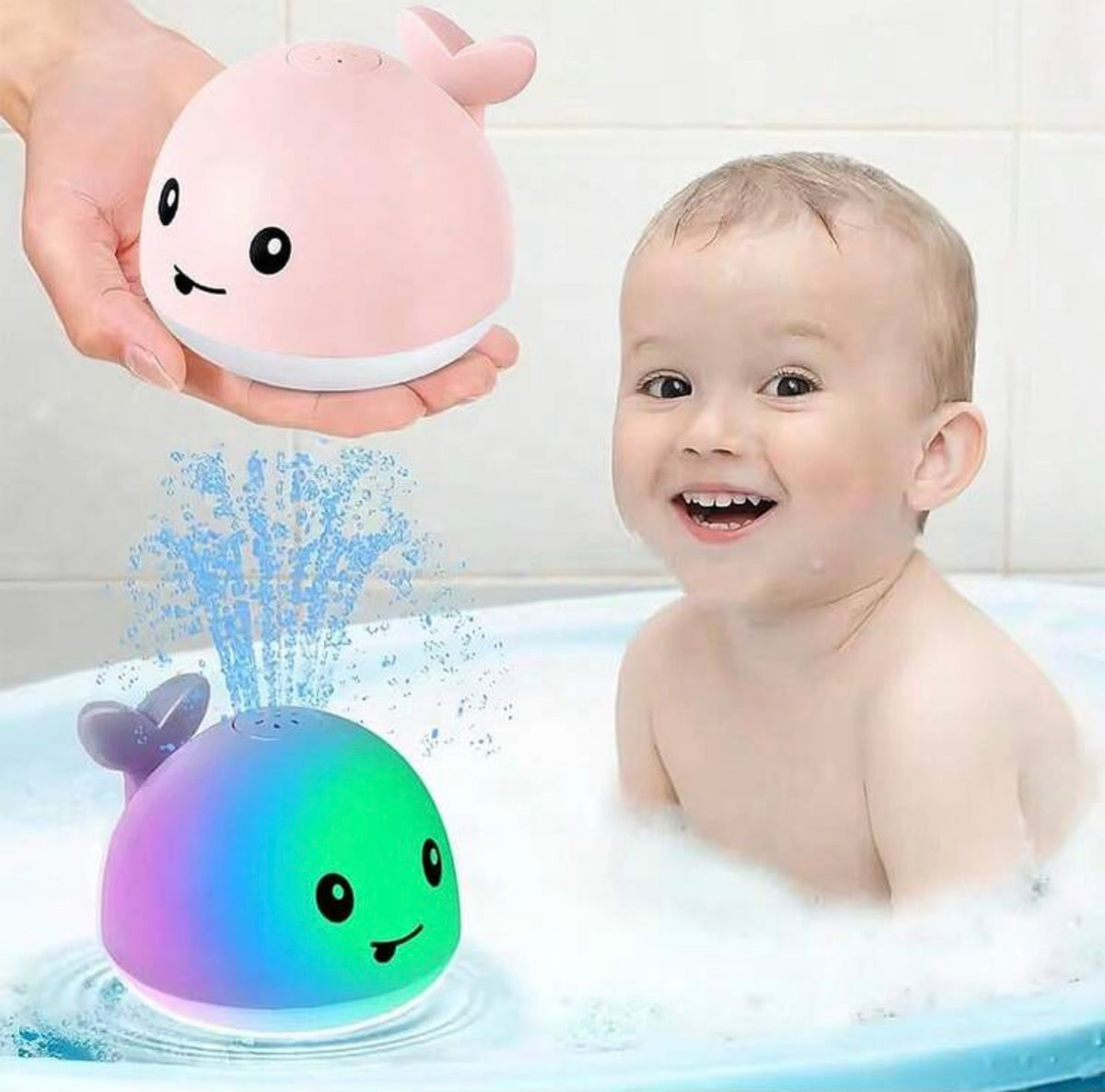 Bath Toy Ball Water Spray Light Rotating Shower Pool Toy Toddler LED Light
