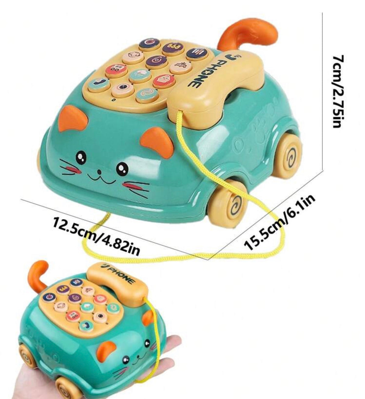 1pc Multifunction Pull String Phone Car Toy, Music Toy Car With Pull Cord And Light & Sound