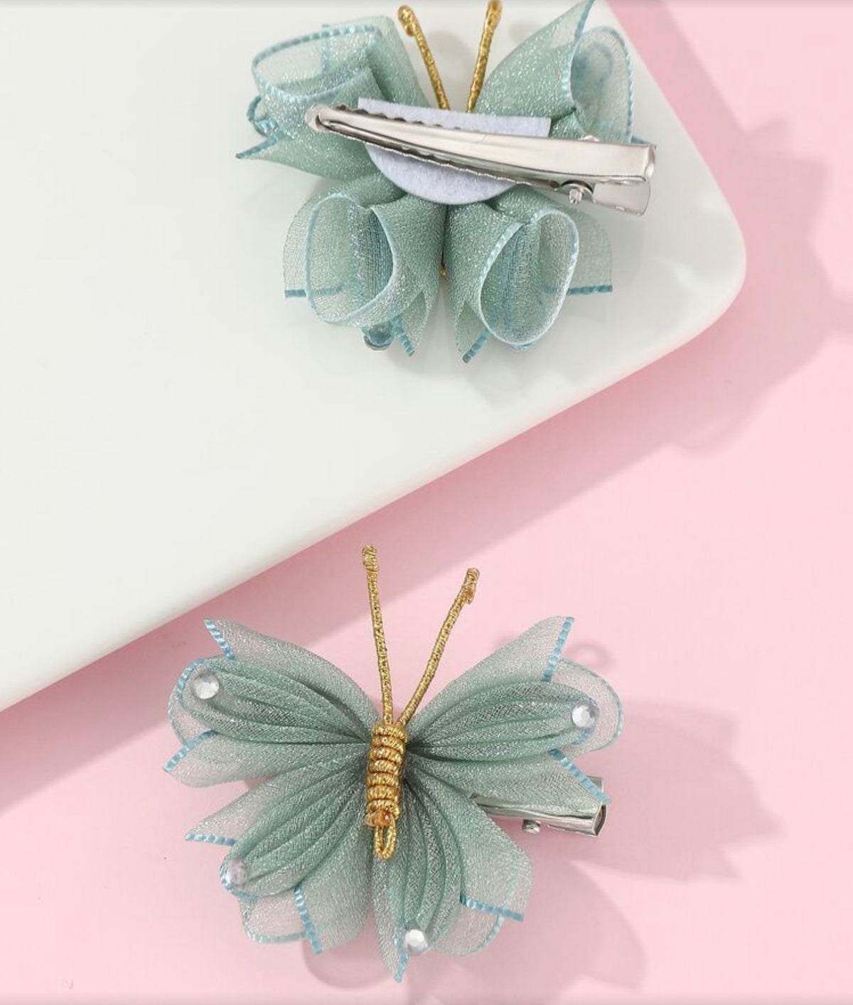 2pcs/Set Girls' Mesh Butterfly Hair Clip