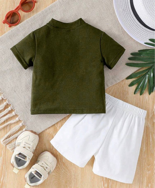 minimalist Stand Collar Shirt and Shorts