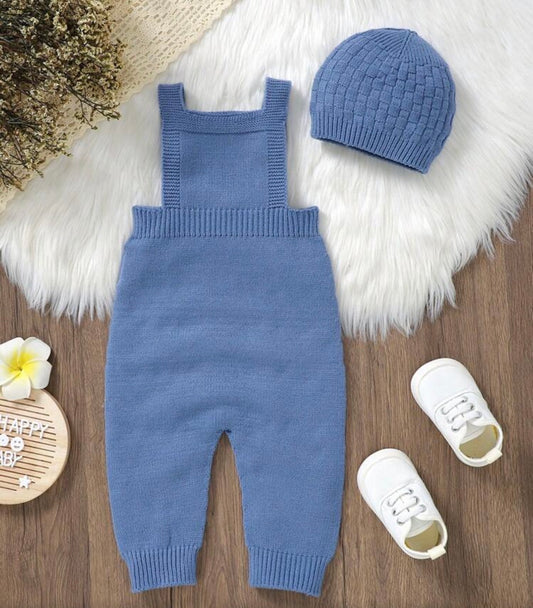 Baby Boy Solid Cable Knit Jumpsuit Without Hat And Tee Autumn Fall