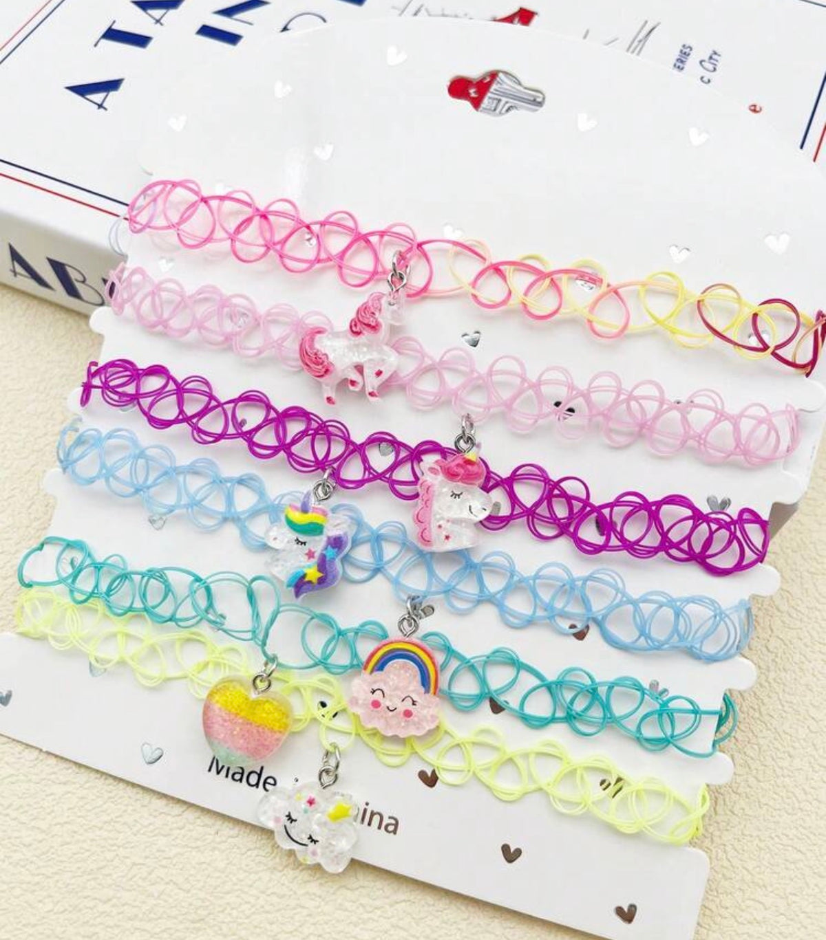 6pcs/Set Cute Pendant Necklaces, Elastic