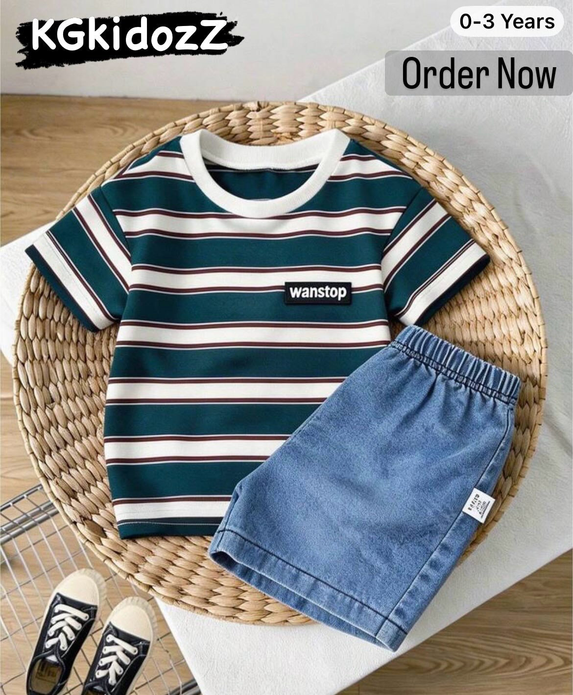 Baby Boy Blue White Stripe Outfit