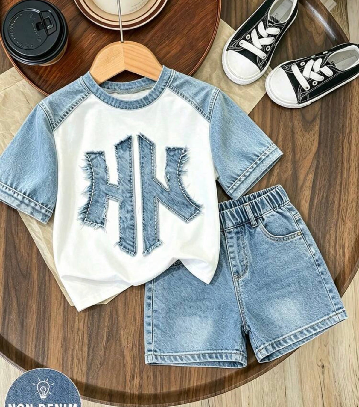Personalized Letter Print Fashion T-Shirt And Sports Shorts Set,