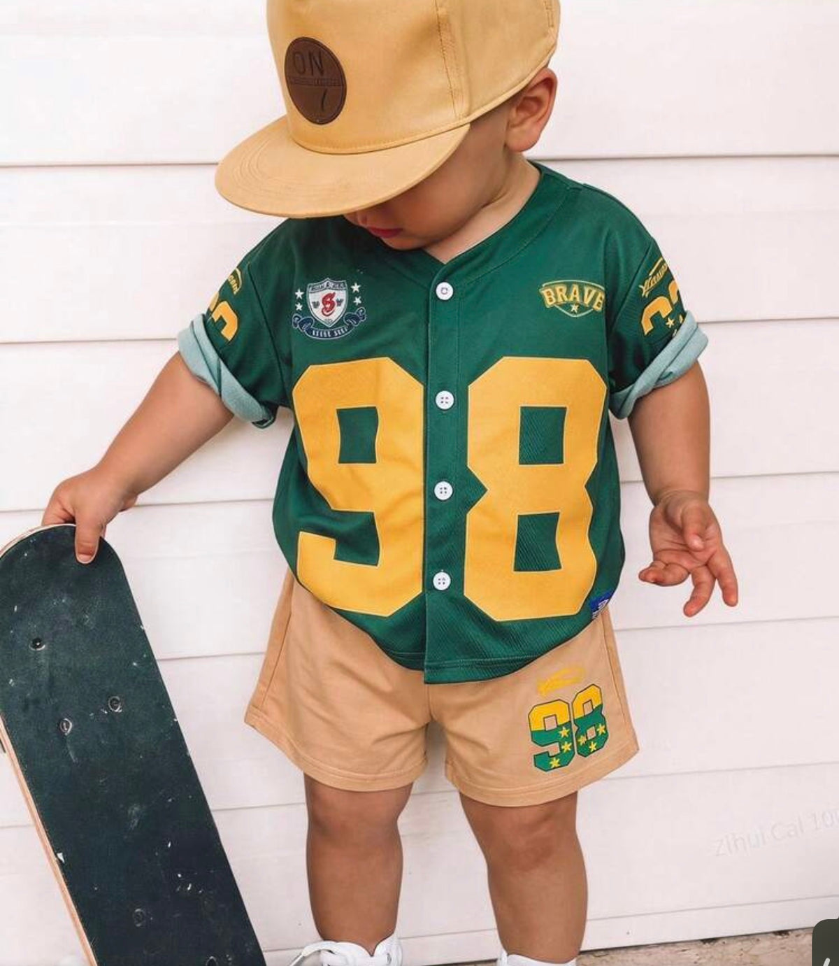 2pcs Unisex Short Sleeve Baseball Shirt And Shorts Set