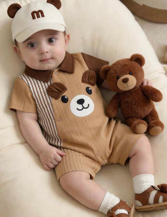 3D Bear Short Sleeve Romper