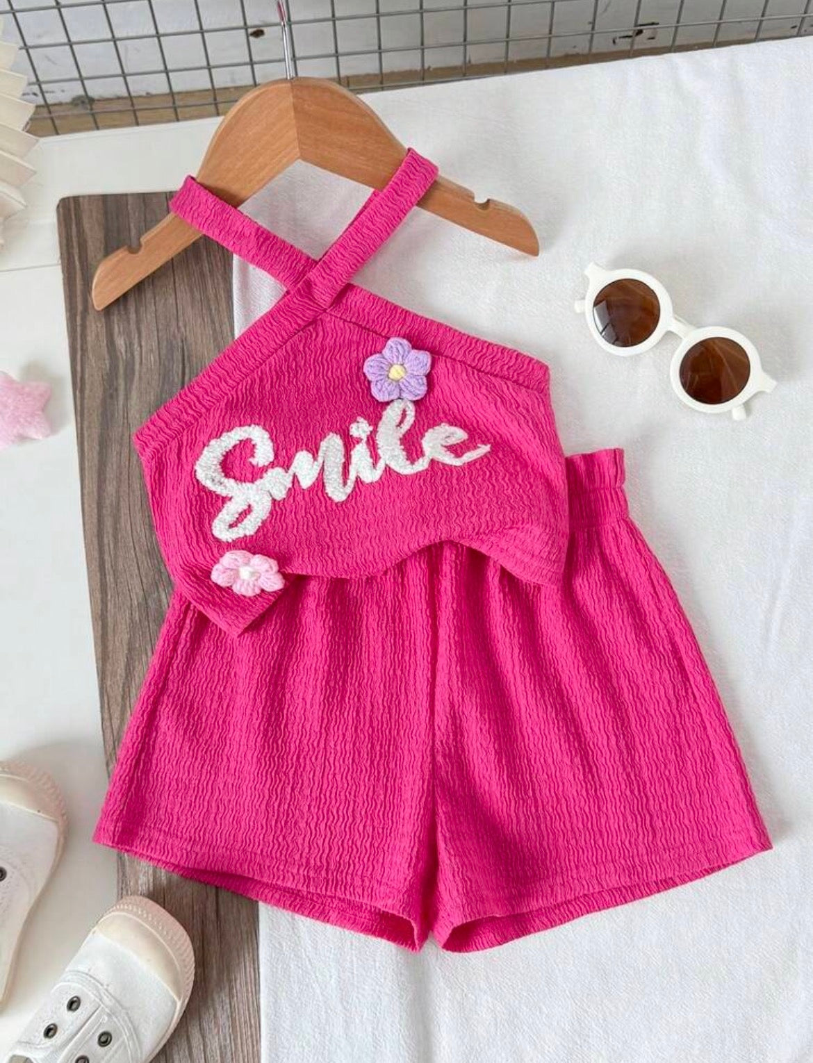 Criss-Cross Fitted Tank Top And Shorts Set
