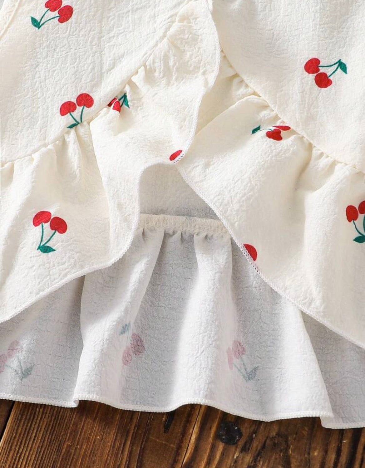 Cherry Print Sleeveless Cardigan + Elastic Waist Cherry Print Casual Pants
