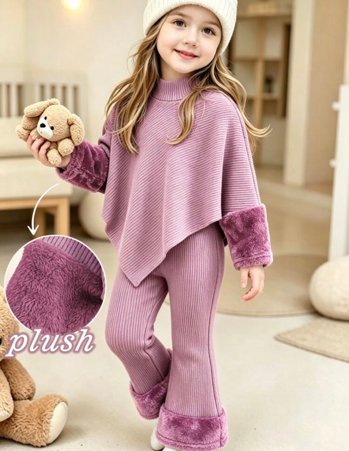 Polar Fleece Long Sleeve T-Shirt Top Paired With trousers