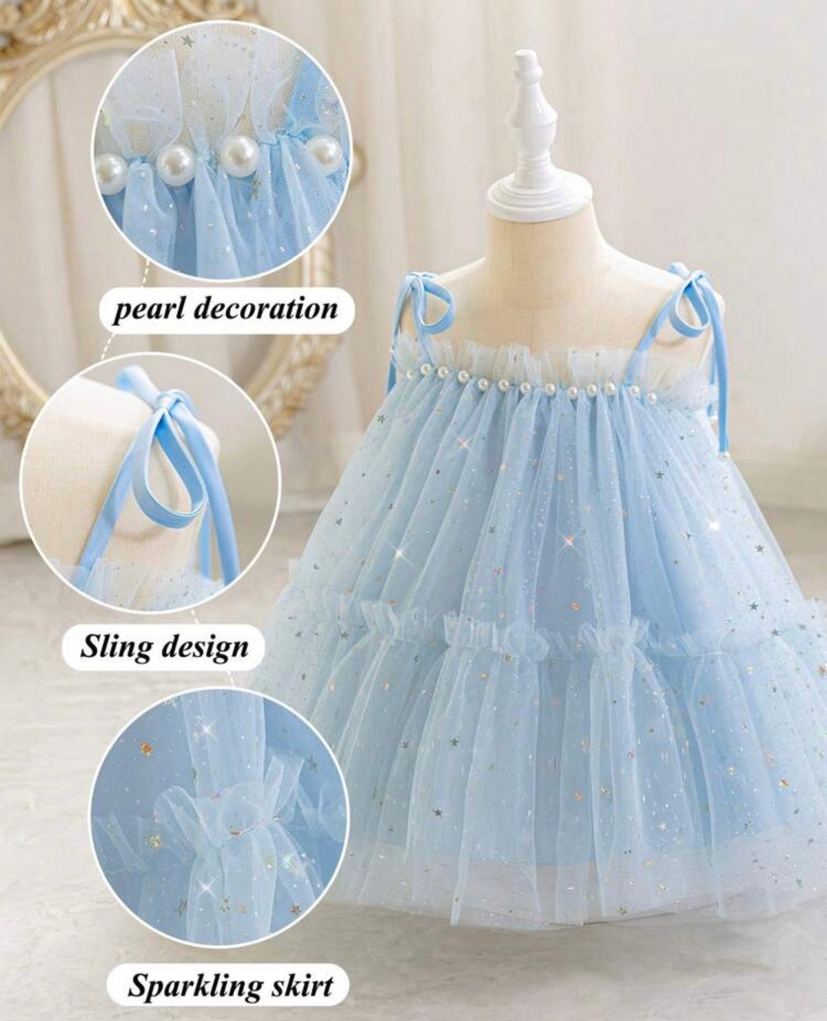 Sequin Strap Tulle Princess Dress