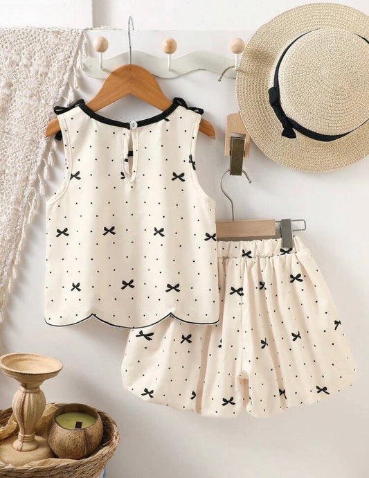 Girls' Polka Dot Bow Tie Camisole Set