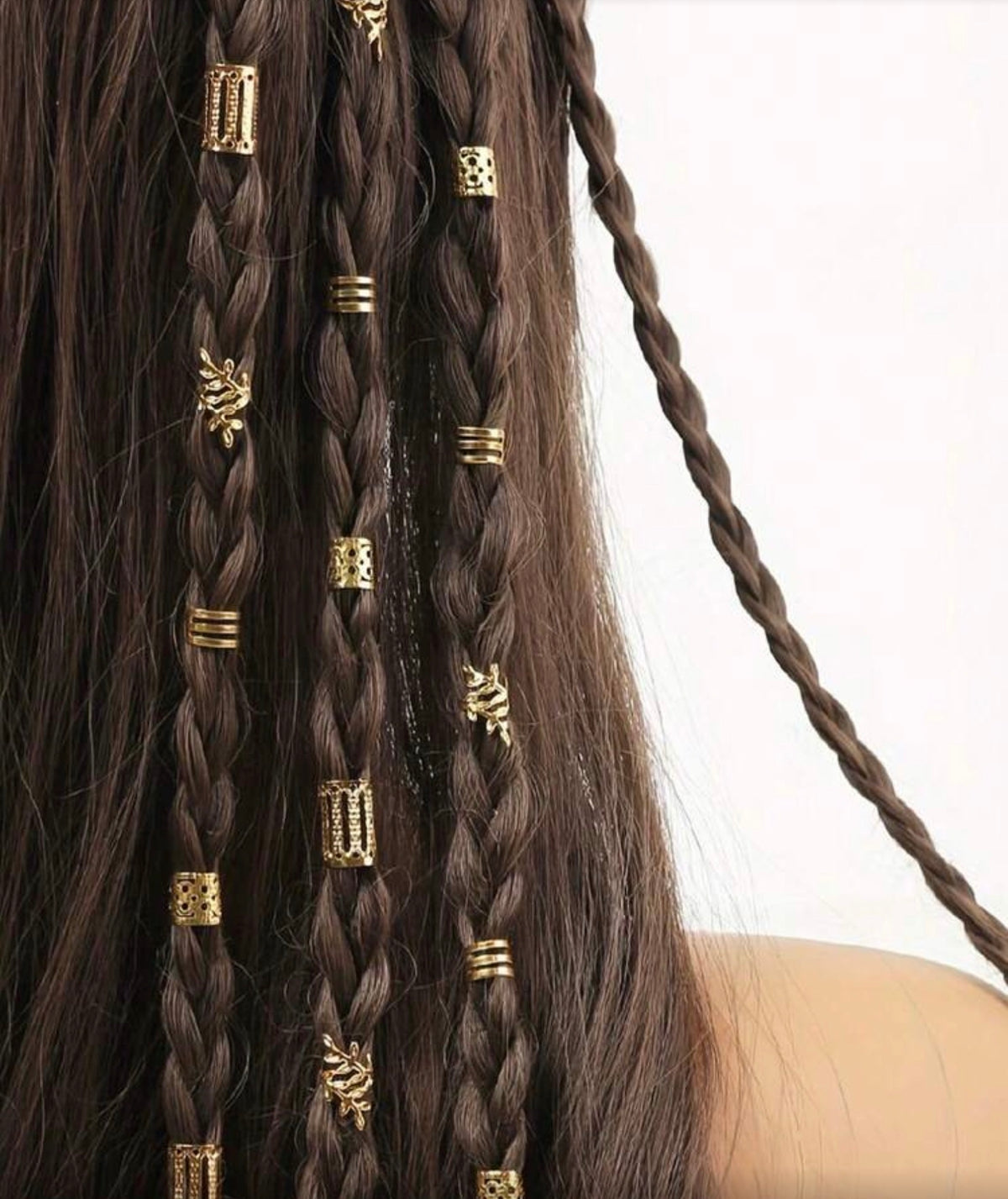 25pcs Western Cowboy Gold Braided Hair Rings With Moon, Star, Cactus, Horseshoe, Hat, Boot Charms, Bohemian Dreadlock Hair Accessories