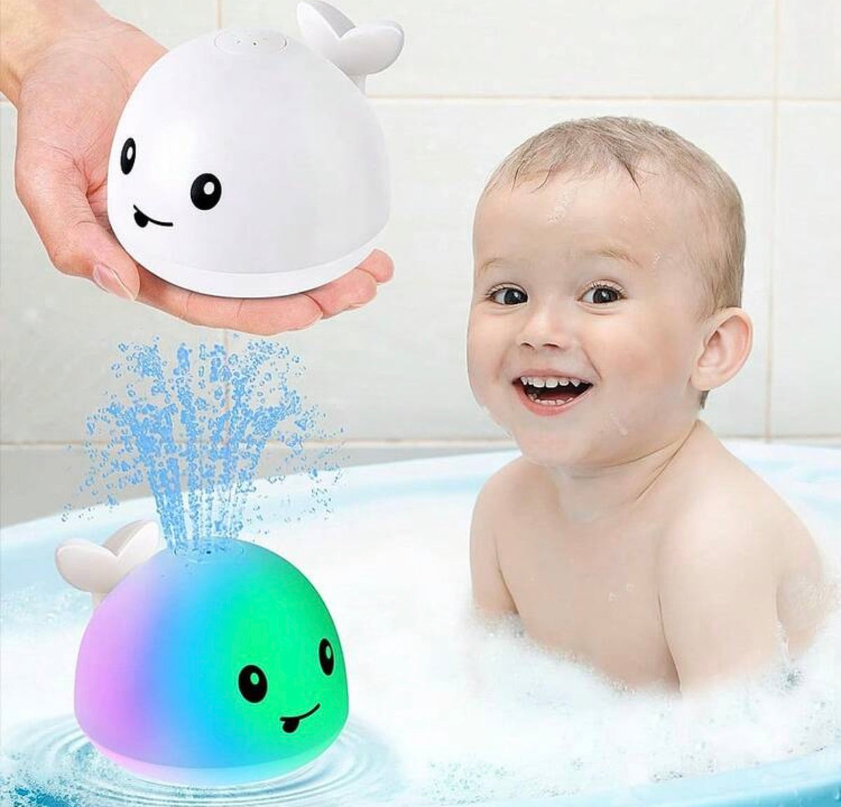 Bath Toy Ball Water Spray Light Rotating Shower Pool Toy Toddler LED Light