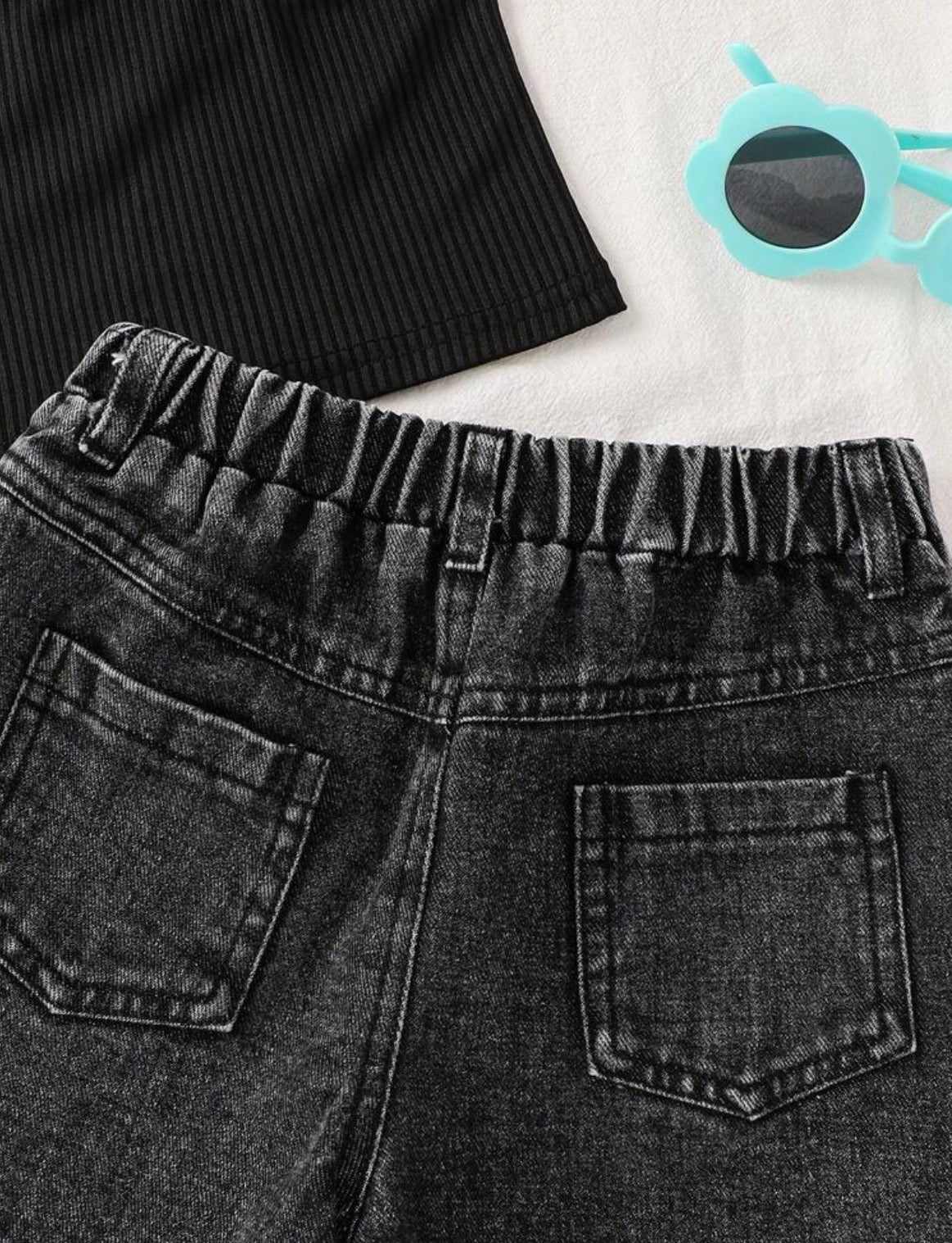 Modest Solid Color Asymmetric Neck Camisole And Wrap Skirt Shorts Beach Black