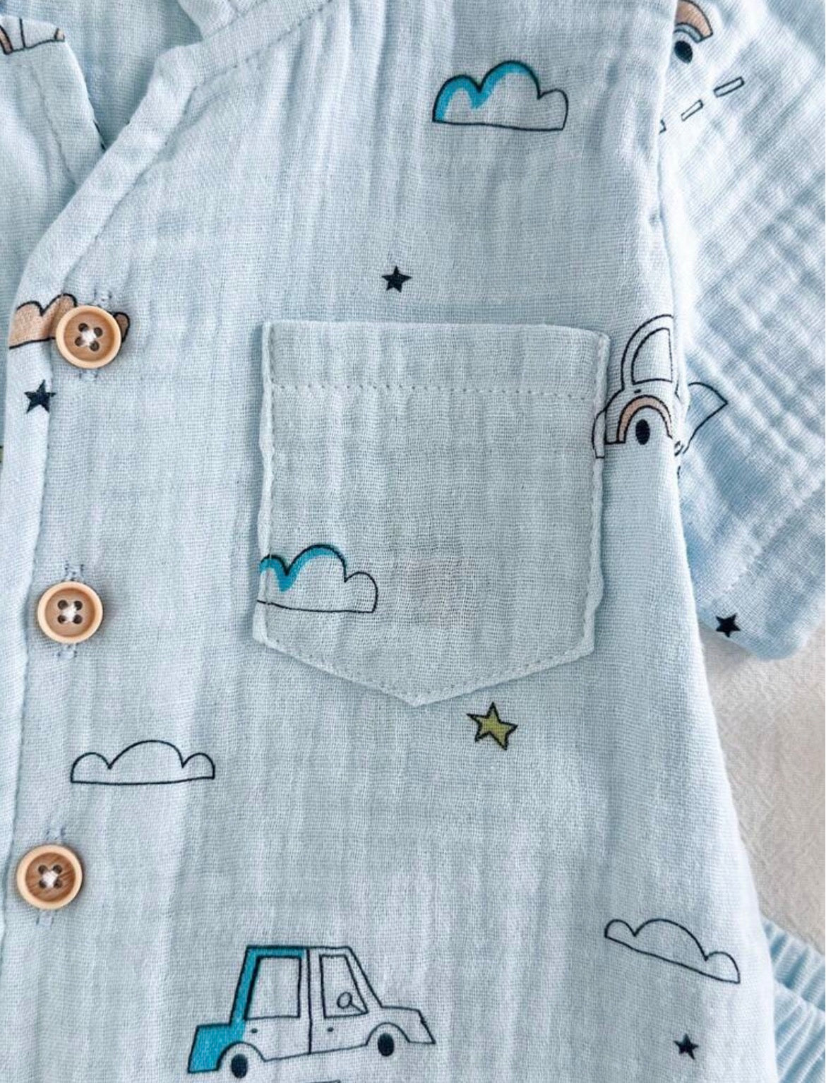 2pcs/Set Toddler Infant Plant Pattern Short Sleeve Shirt And Elastic Waist Shorts
