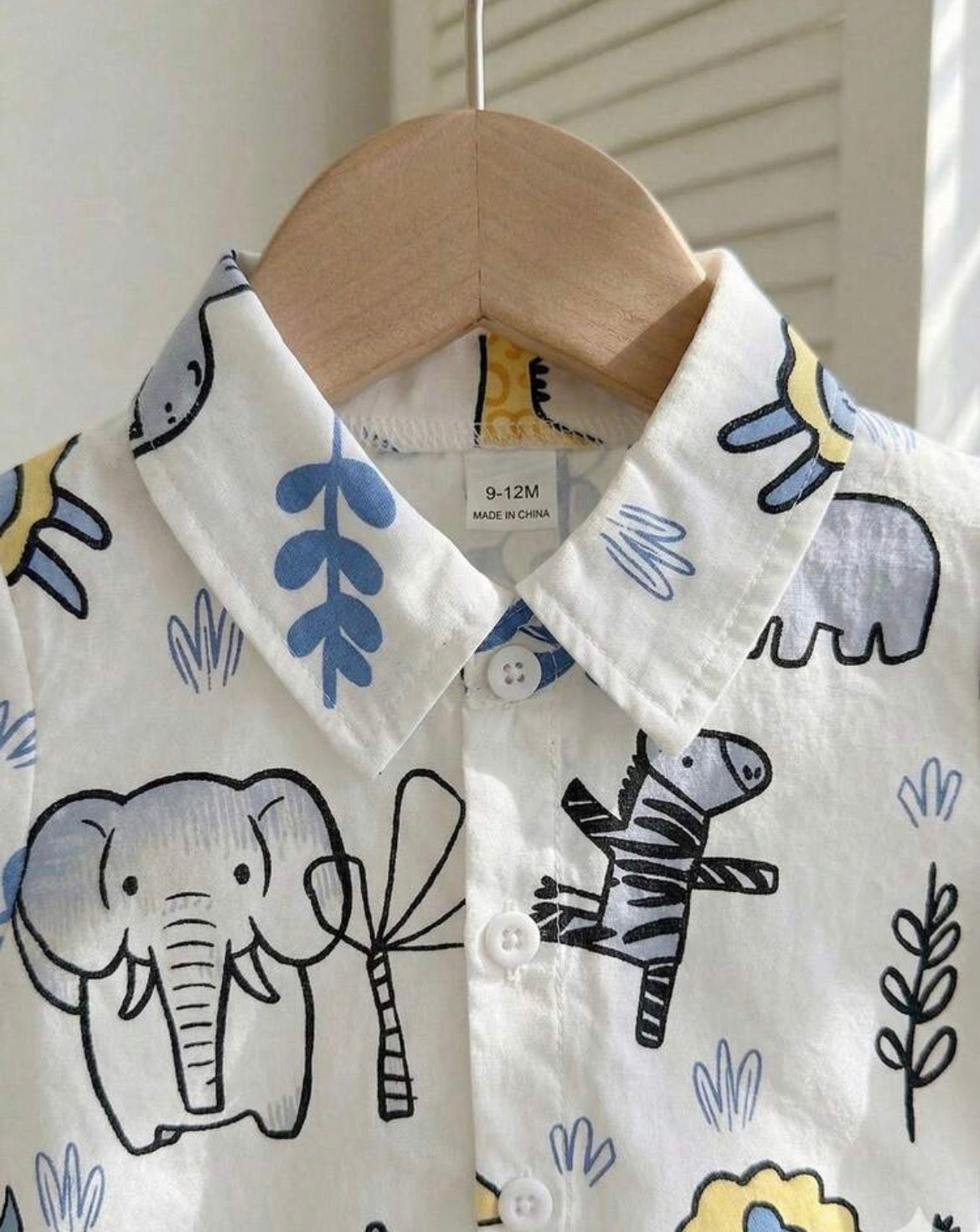 Tropical Plant Pattern Short Sleeve Shirt & Elastic Waist Shorts