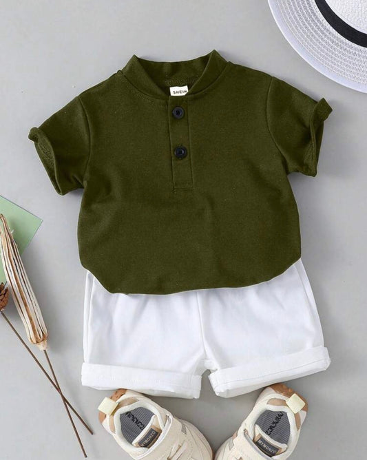 minimalist Stand Collar Shirt and Shorts