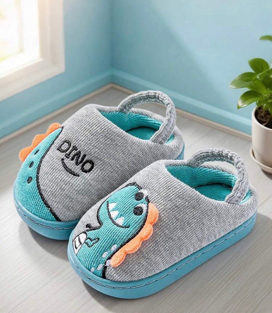 Cartoon Dinosaur Soft Sole Baby Plush Slippers