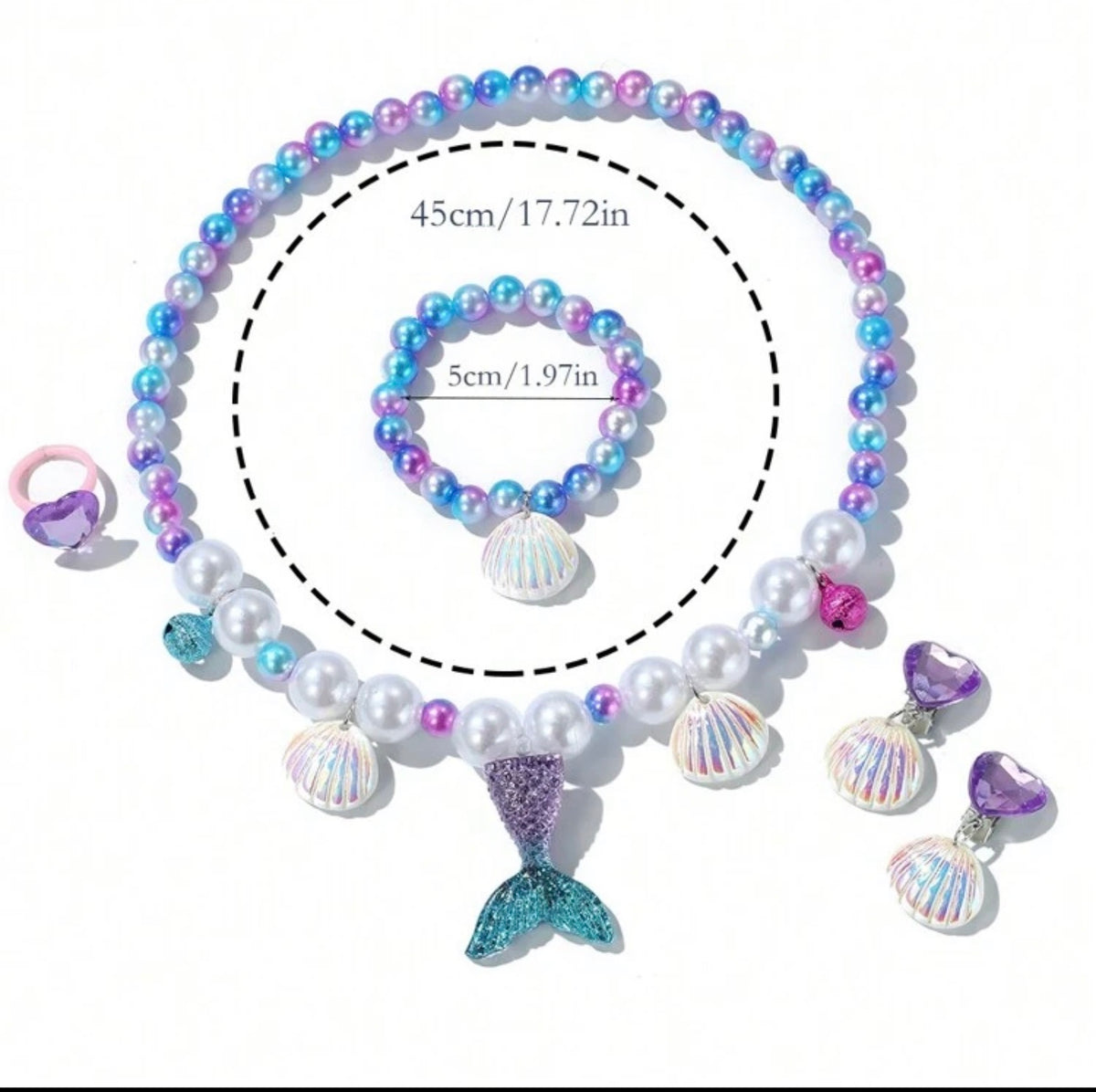 5pcs/Set Mermaid Faux Pearl Necklace Jewelry