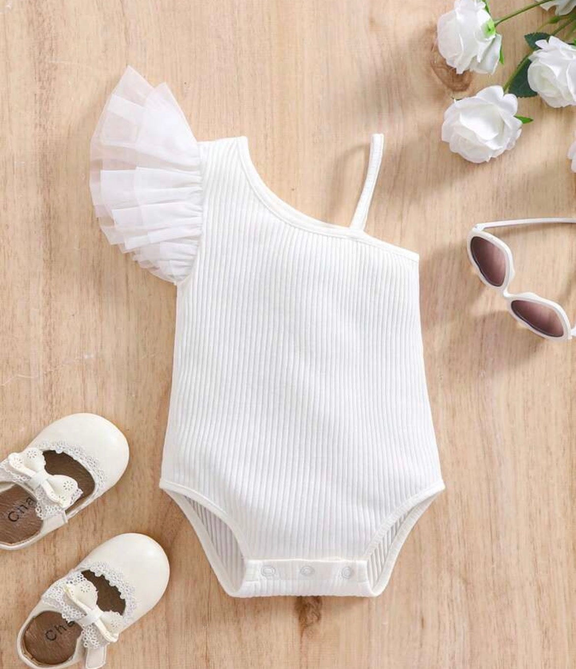 Ruffled Strap Knitted Bodysuit
