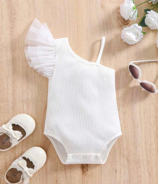 Ruffled Strap Knitted Bodysuit