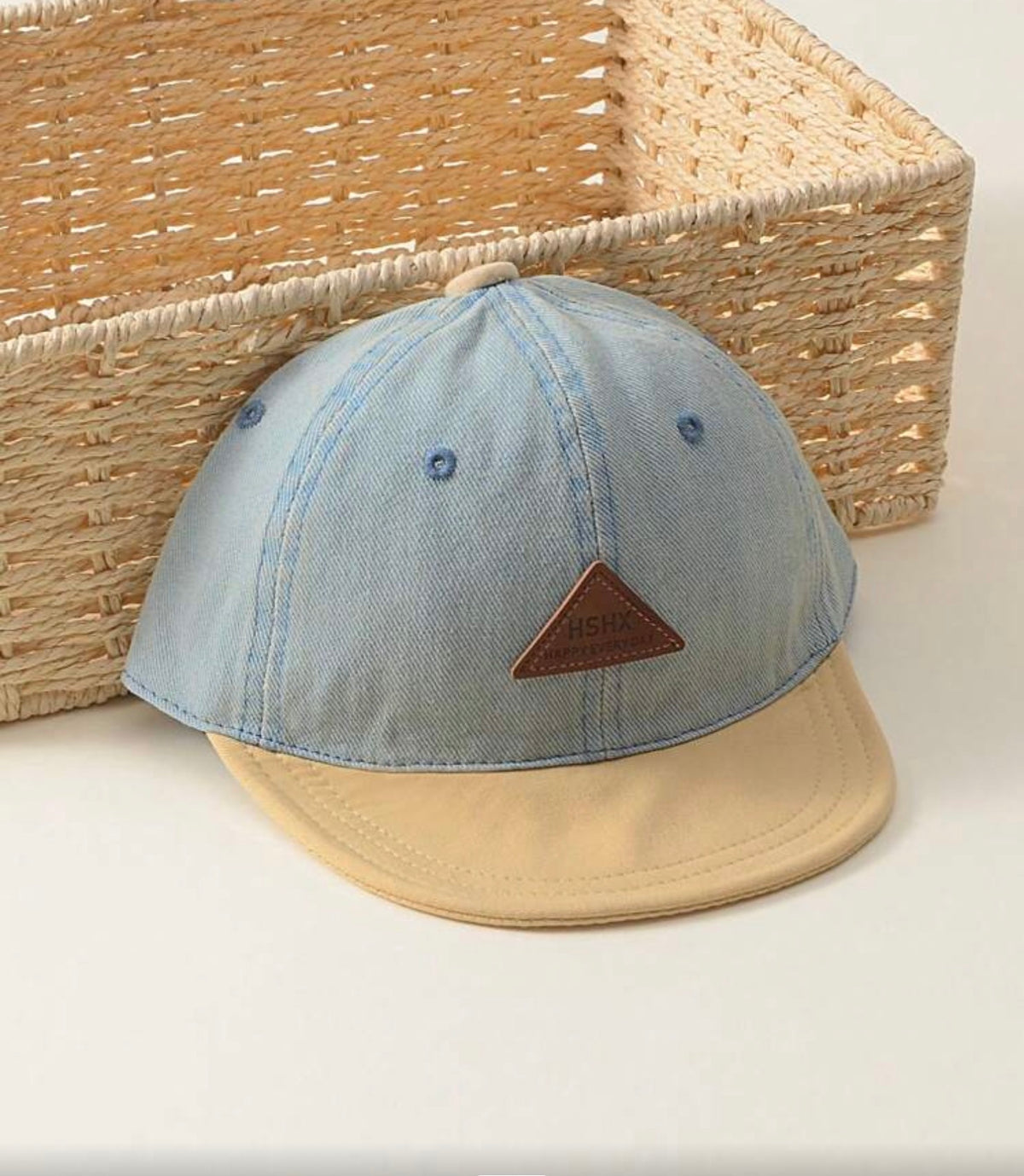 1pc Denim Patchwork Casual Adjustable Soft Brim Baseball Cap