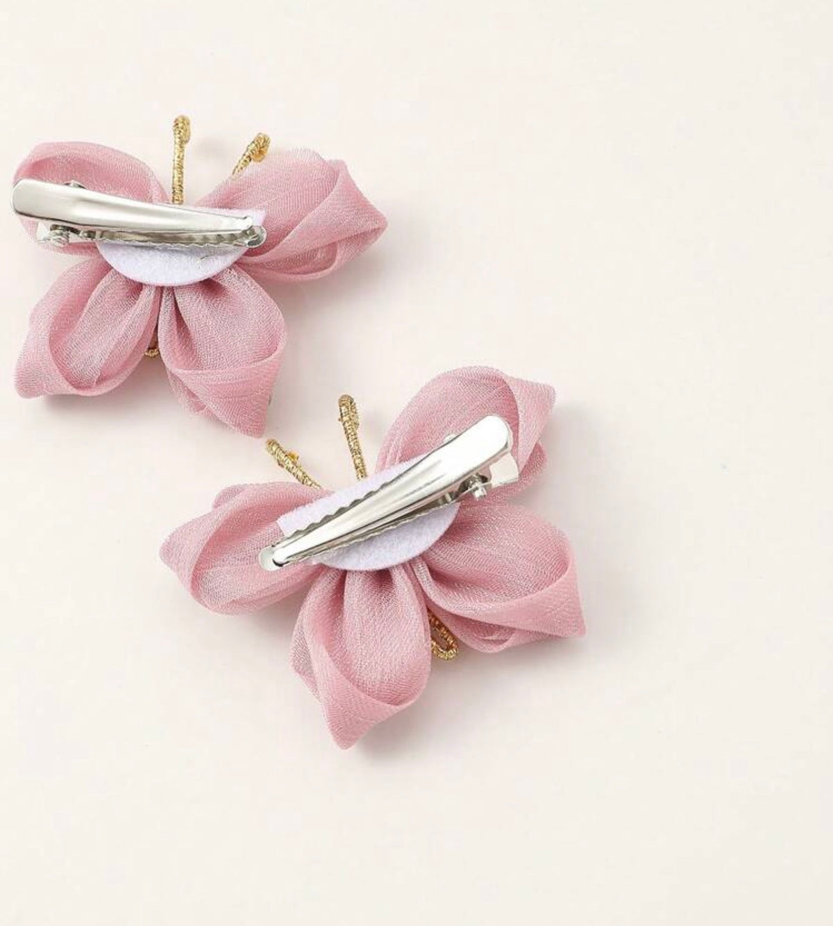 2pcs Girls' Pink Rhinestone Butterfly Hair Clips Set