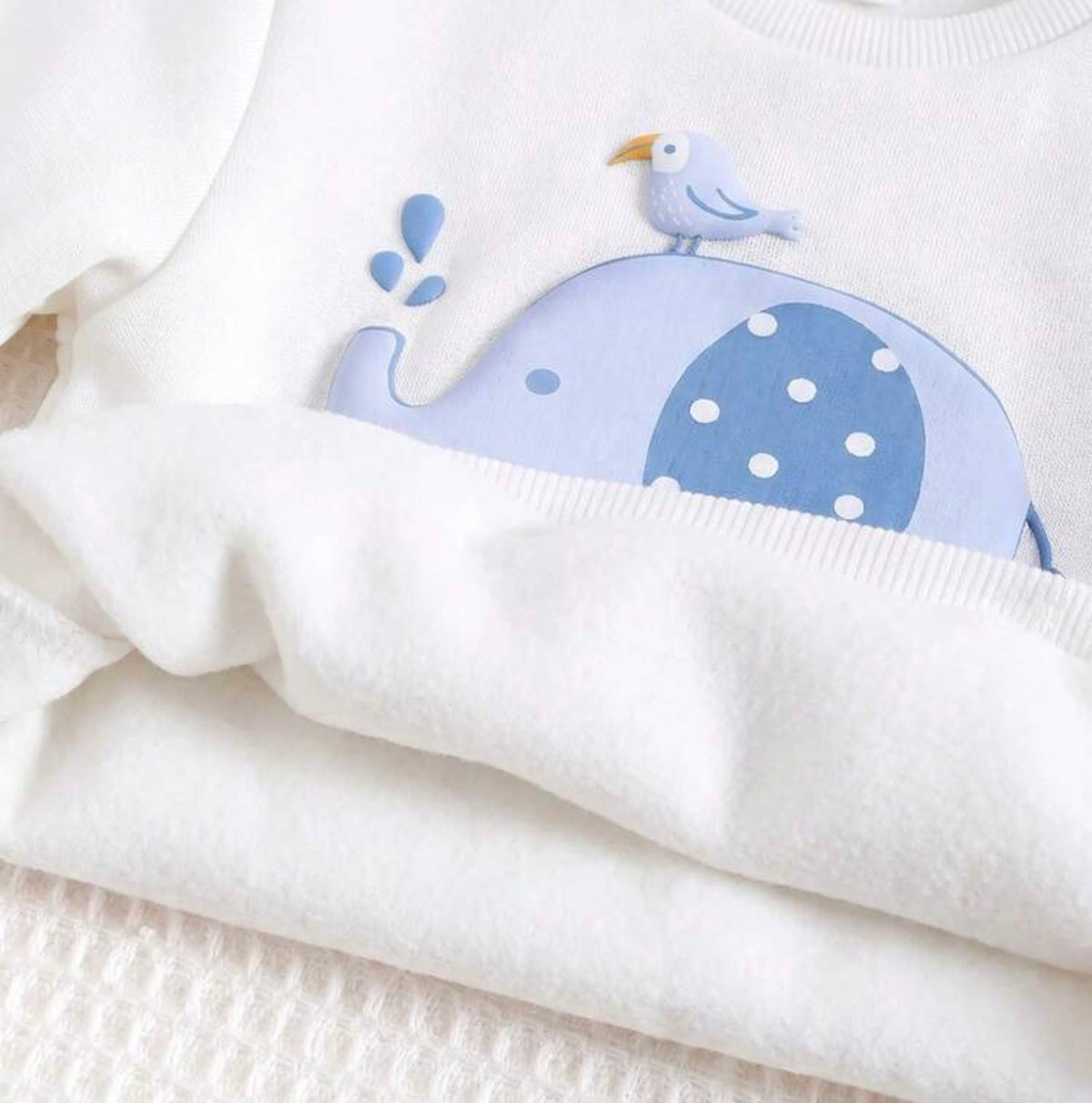 Cartoon Pattern Knitted Soft Leggings 2-Piece Set Blue Winter Comfy Versatile