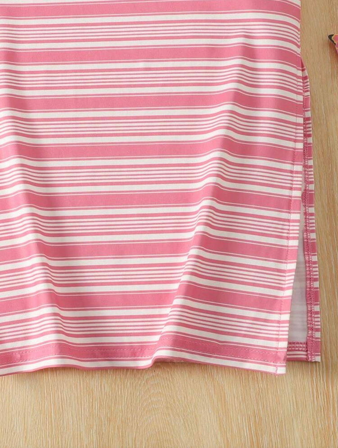 Pink & White Striped Knit Print Fitted