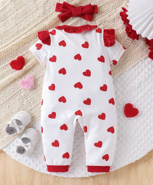2pcs/Set Heart Romper&Headband Set