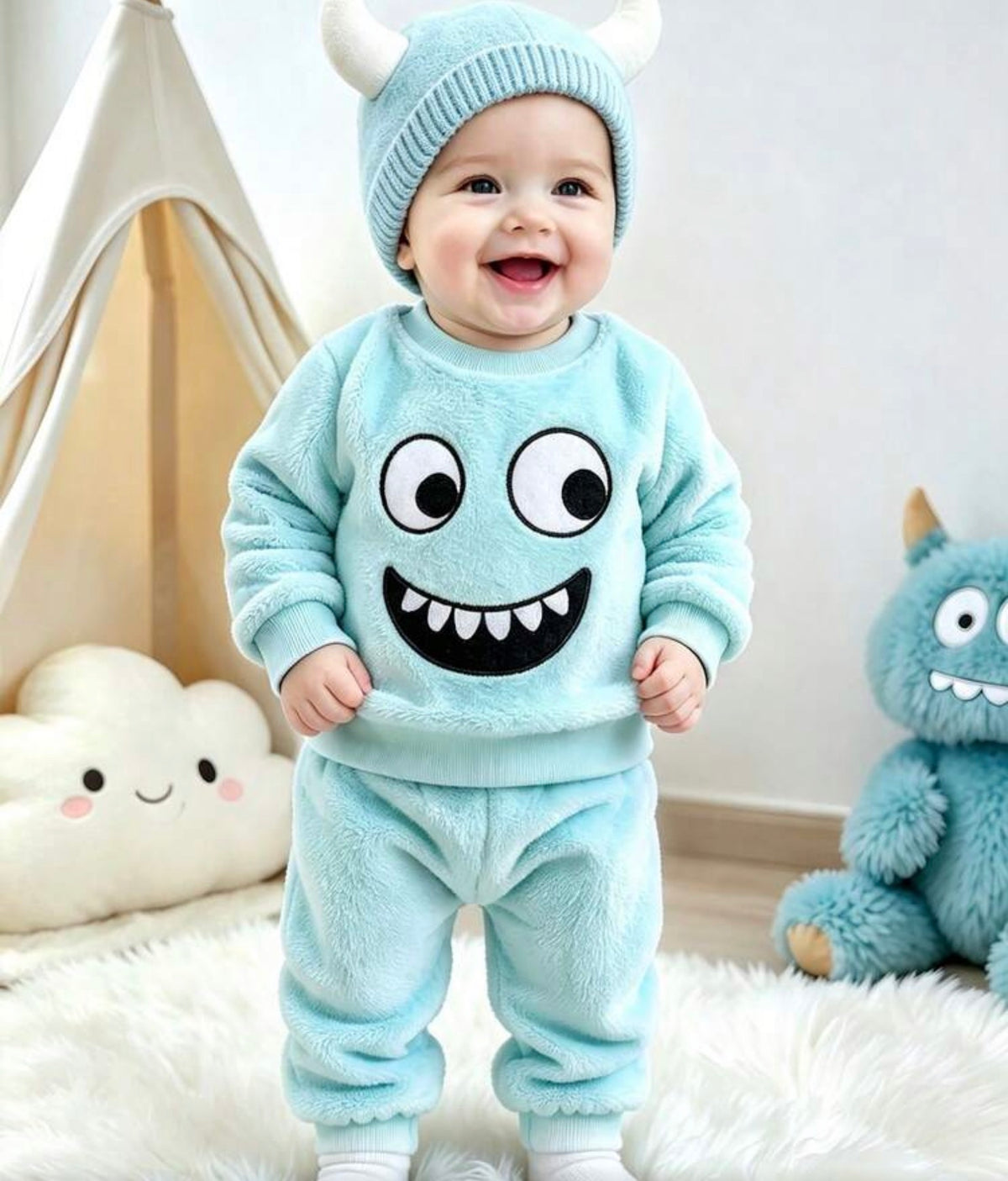 2pcs Sweatshirt Jogger Pants Fuzzy Plush Long Sleeve