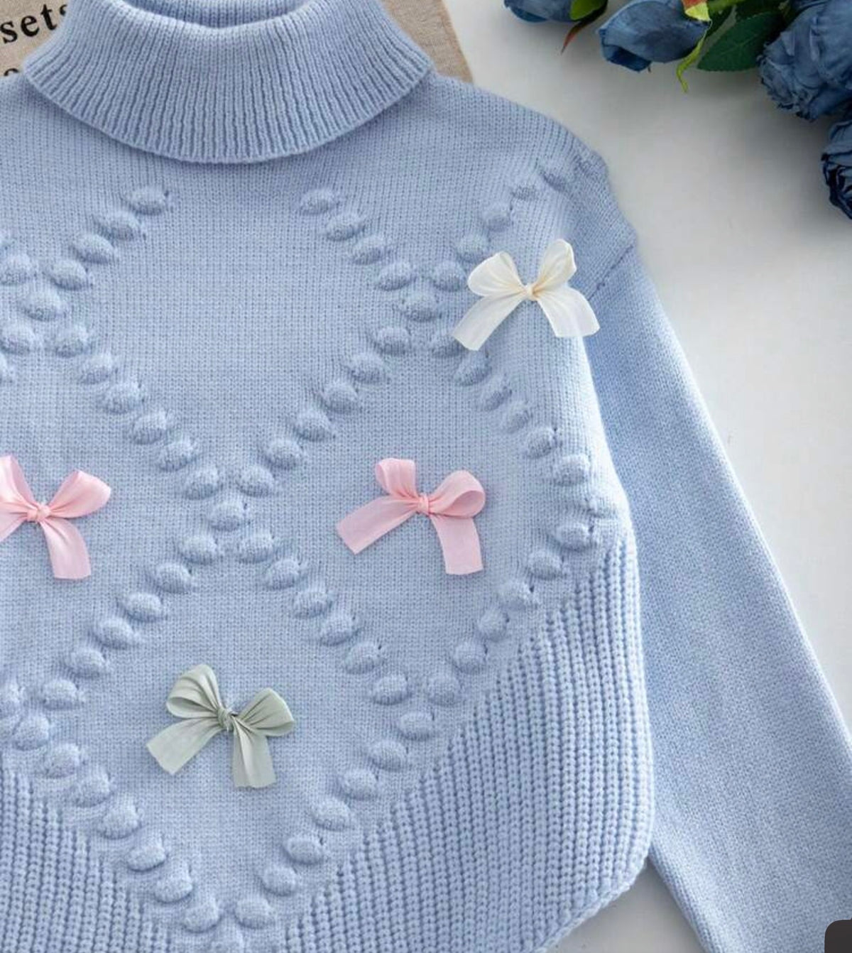 Sweater Floral And Bow Autumn