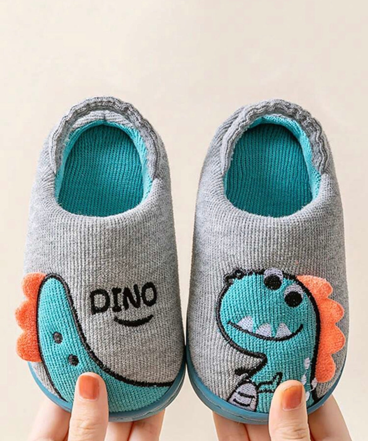 Cartoon Dinosaur Soft Sole Baby Plush Slippers