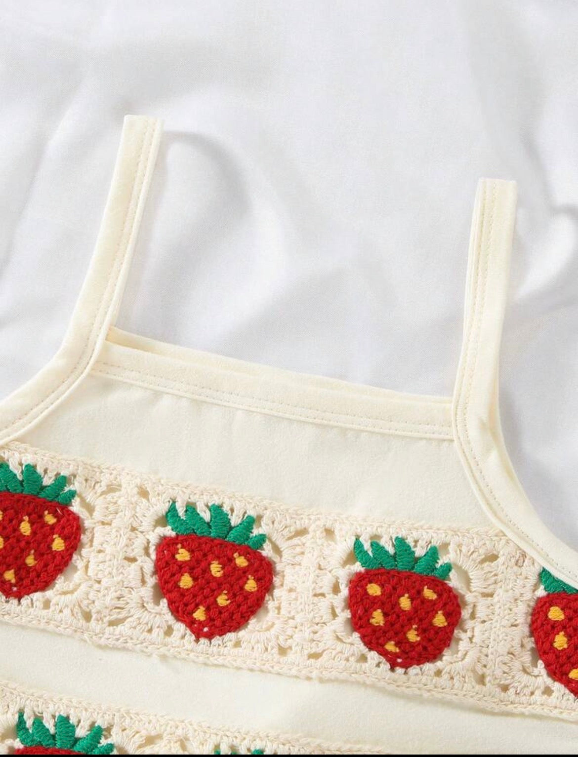 Strawberry Decor Camisole Top And Elastic Waist Fitted Skirt