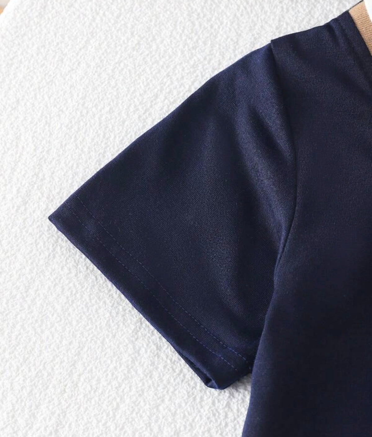 2pcs/Patchwork Contrast Polo Collar Short Sleeve T-Shirt And Solid Color Shorts With Pockets