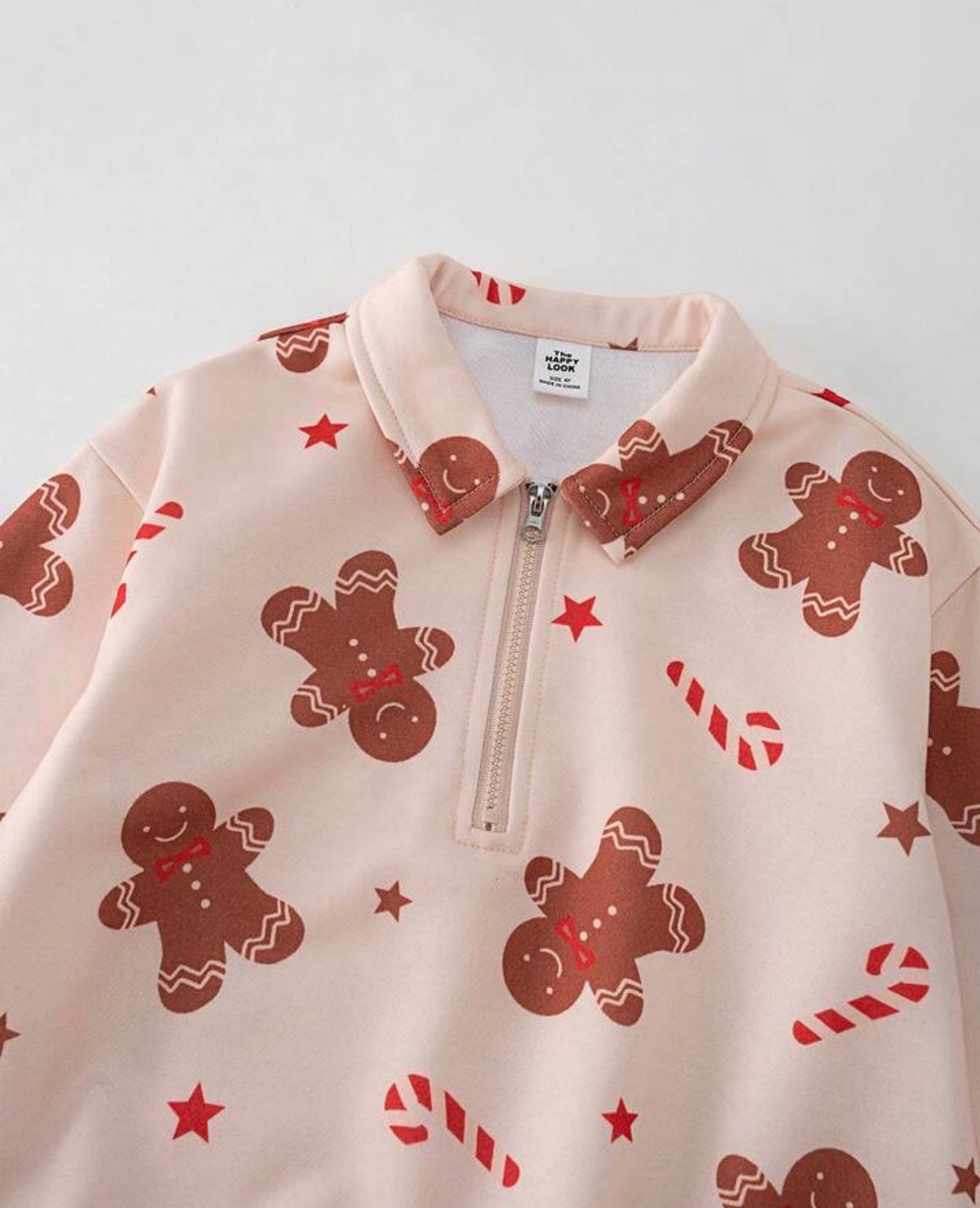 2pcs Cartoon Pattern Knit  Long Sleeve Half-Zip Pullover Top And Elastic Waist Pants Set