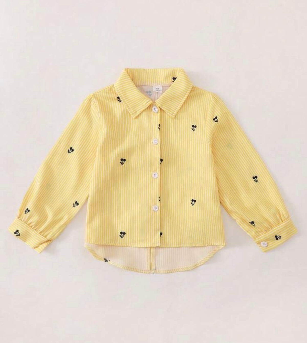 2pcs/Set Patchwork Contrast Irregular Collar Long Sleeve Shirt With Bow Decor On Back And Striped Pants