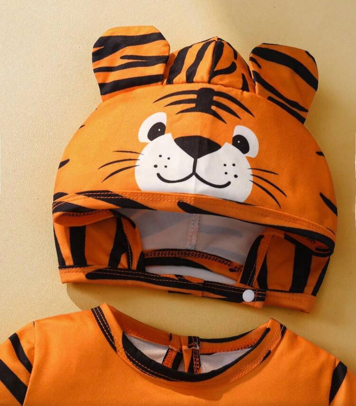 2pcs/Set Short Sleeve Tiger Romper + Hat Set,