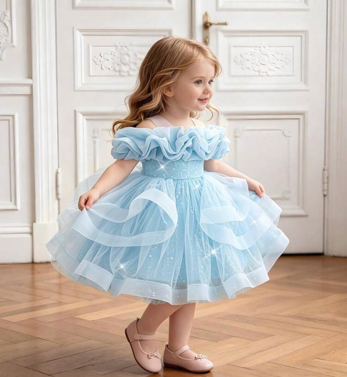 Sequin Tulle Glamorous Puffy Princess Dress Headband Not Included