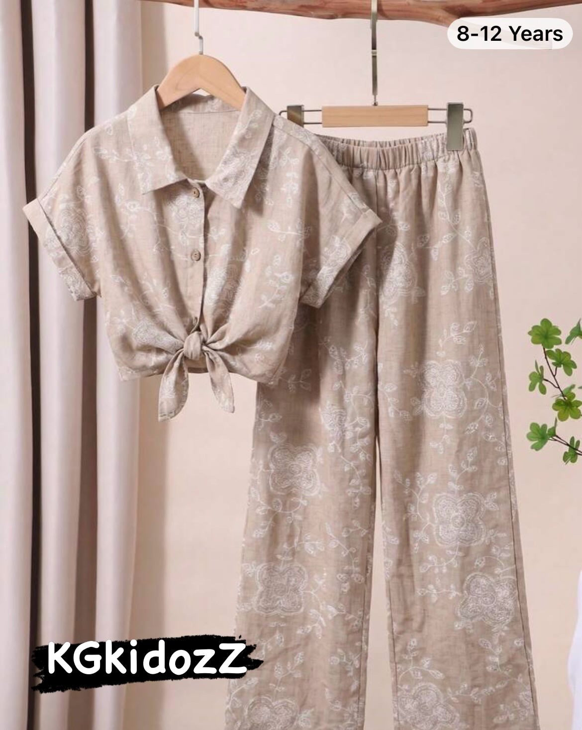 Striped Textured Fabric Short Sleeve Shirt And Pants,