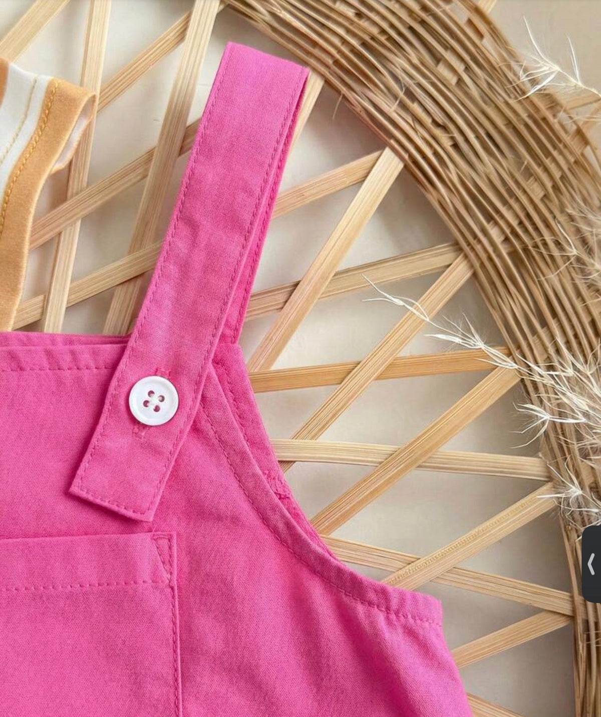 2pcs Set Pink Shirt  Matching Striped Overall