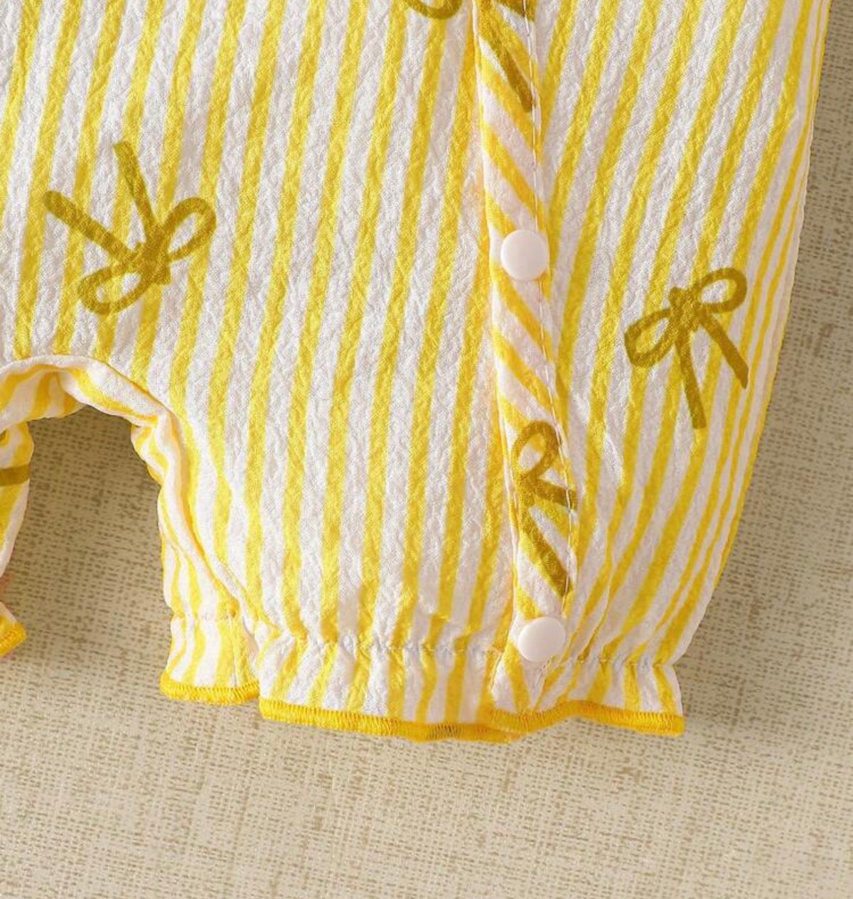 Pastel Yellow Bow Baby Romper 4pcs