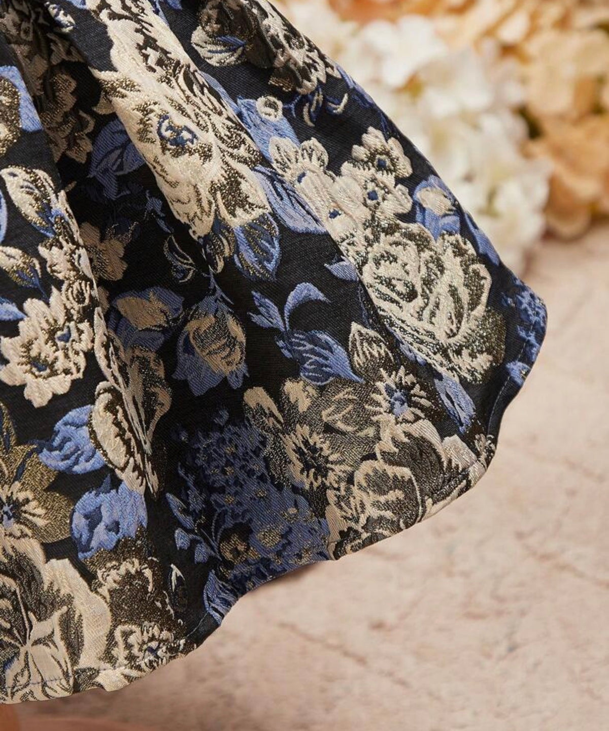 Elegant Floral Pattern Ruffle Hem Summer Dress