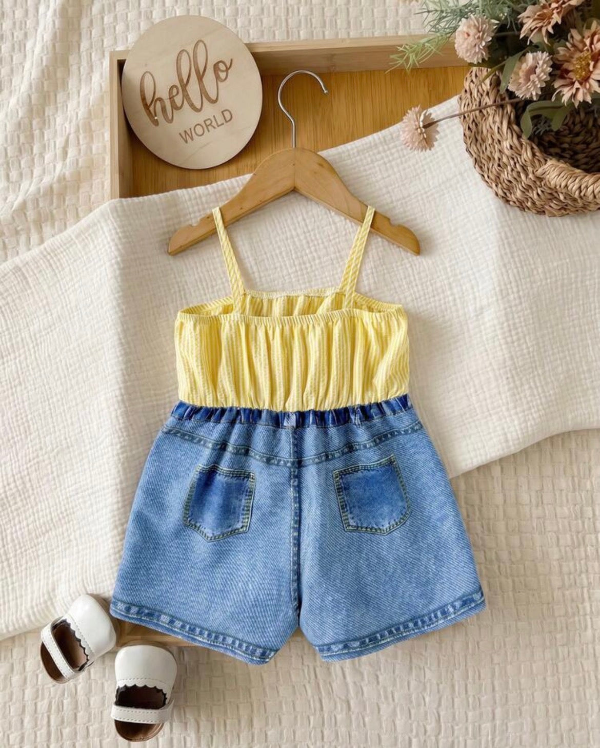 Bow decor Spaghetti strap Romper