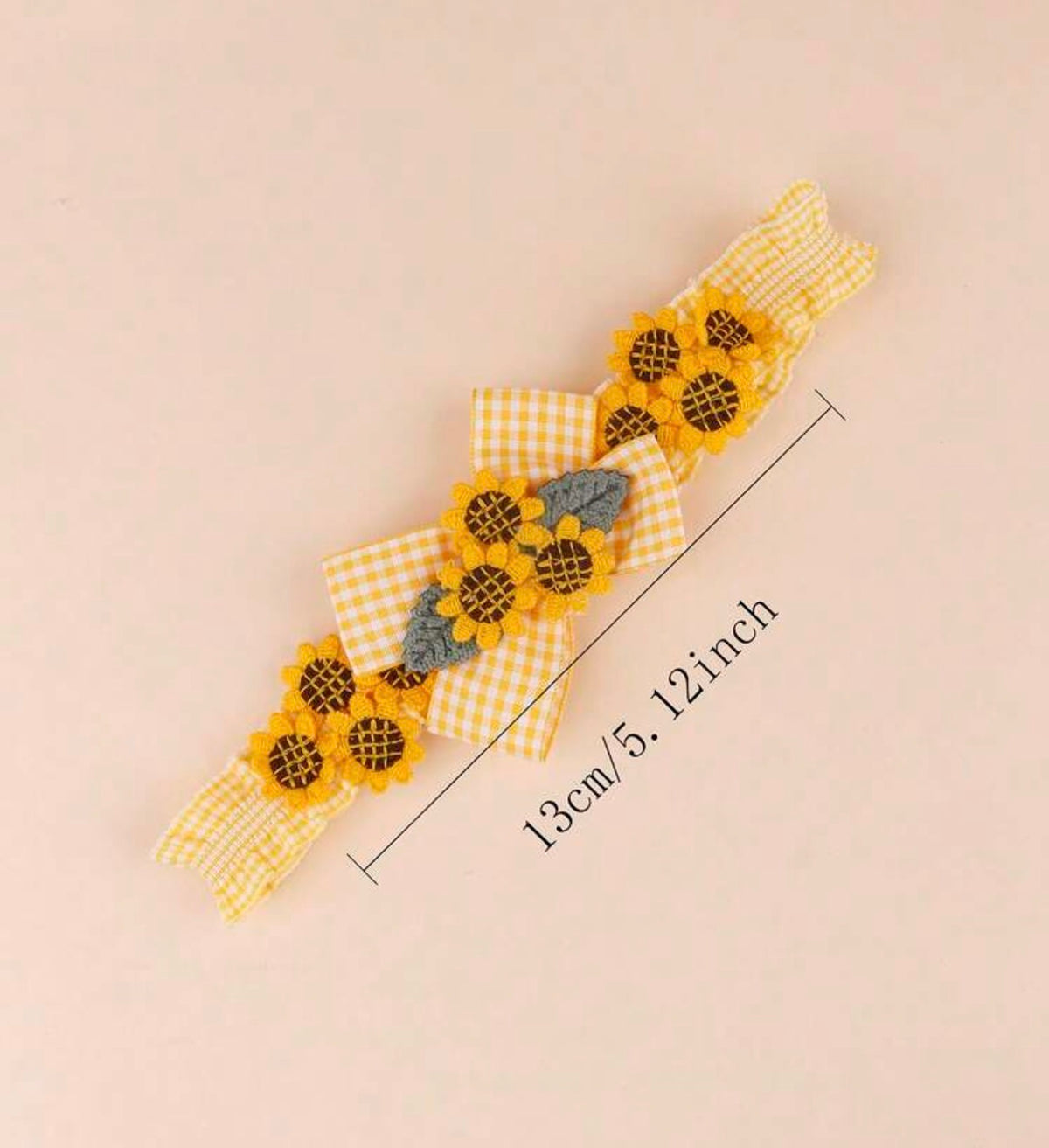 1pc Cute Sunflower Embroidered Bow Headband