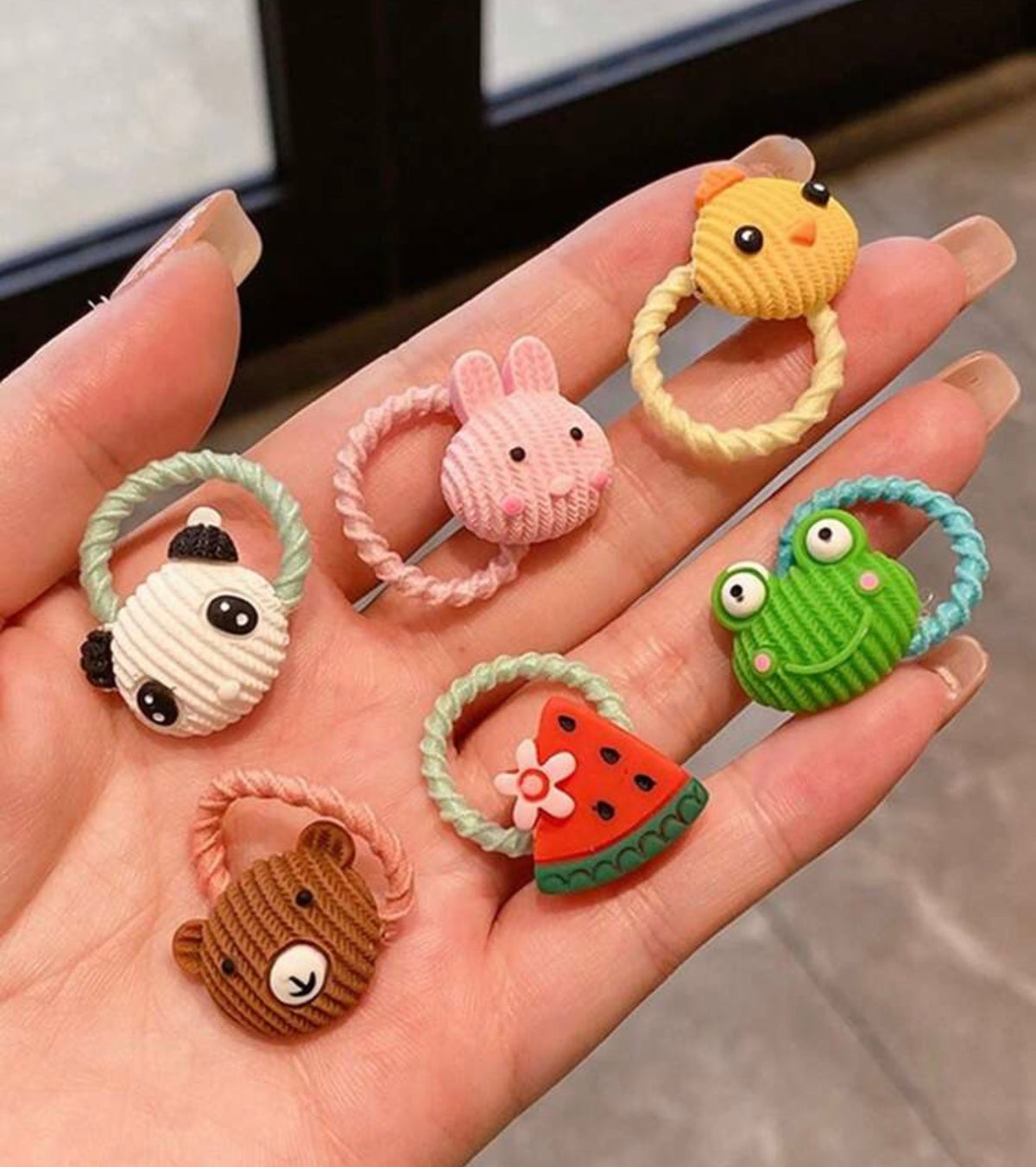 50pcs Random Cartoon Cute Scrunchies, Hair Ties