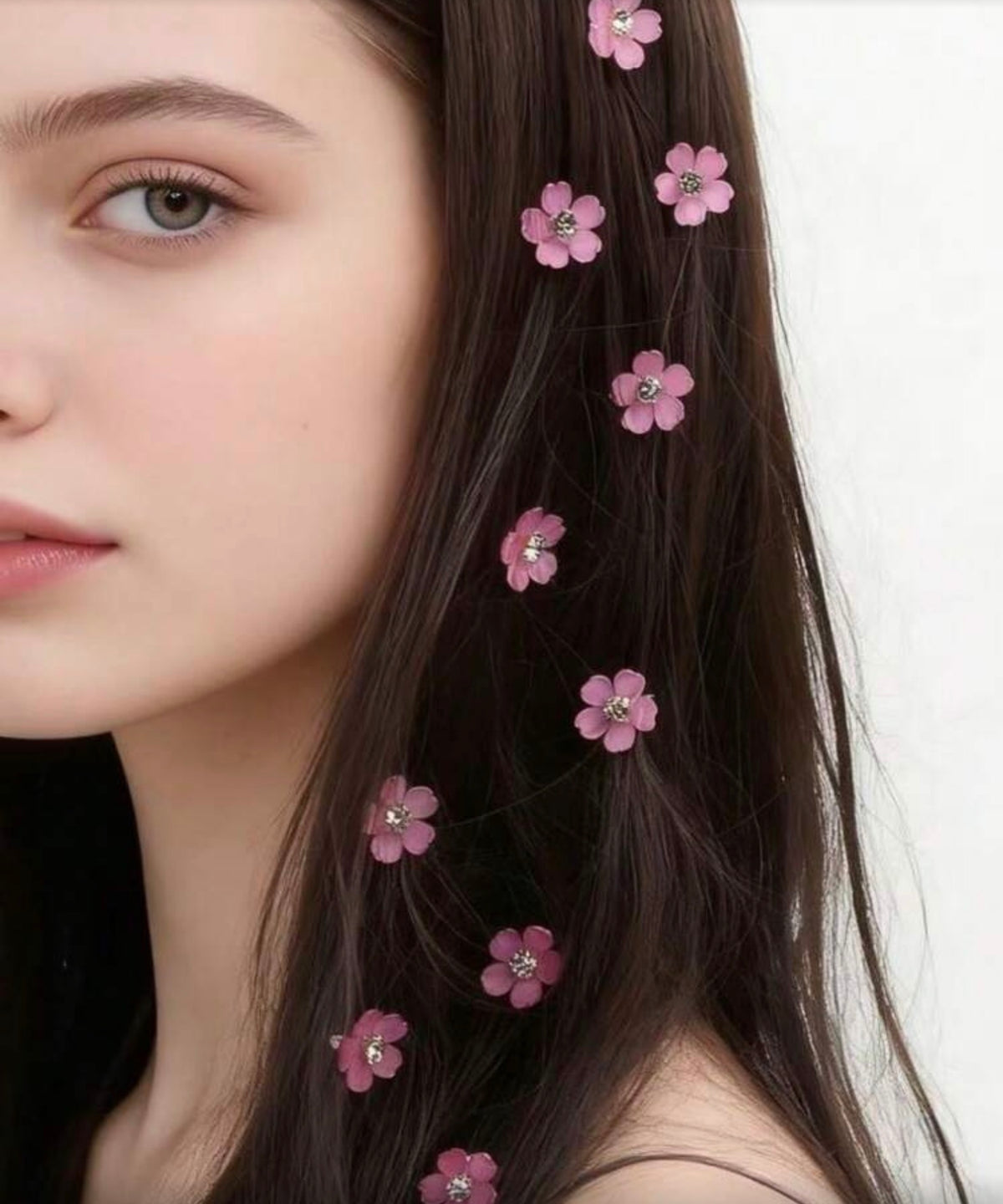 10/20pcs White Flower Bead Hair Clips