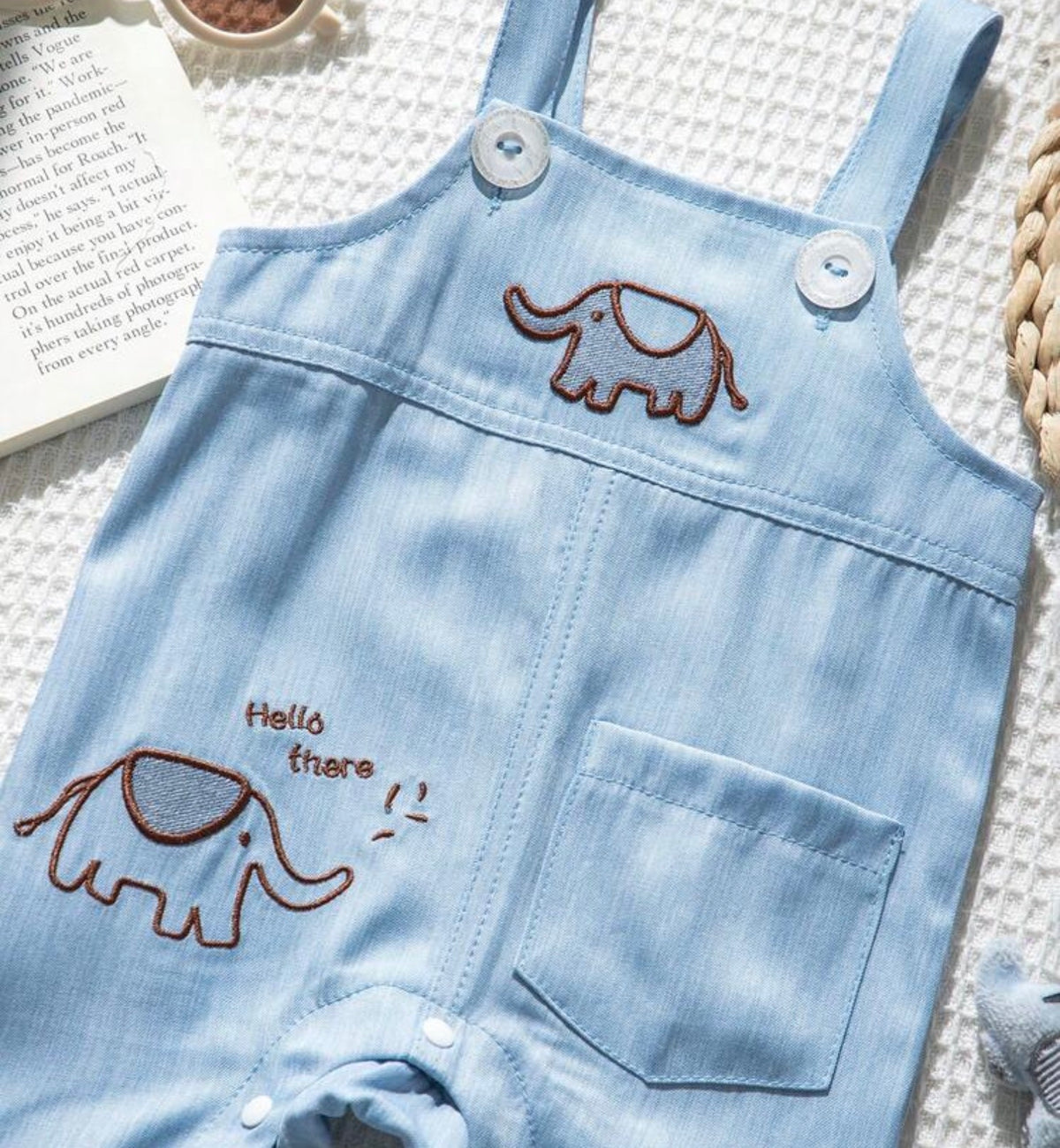 Newborn Baby Cartoon Elephant Embroidery Casual Romper